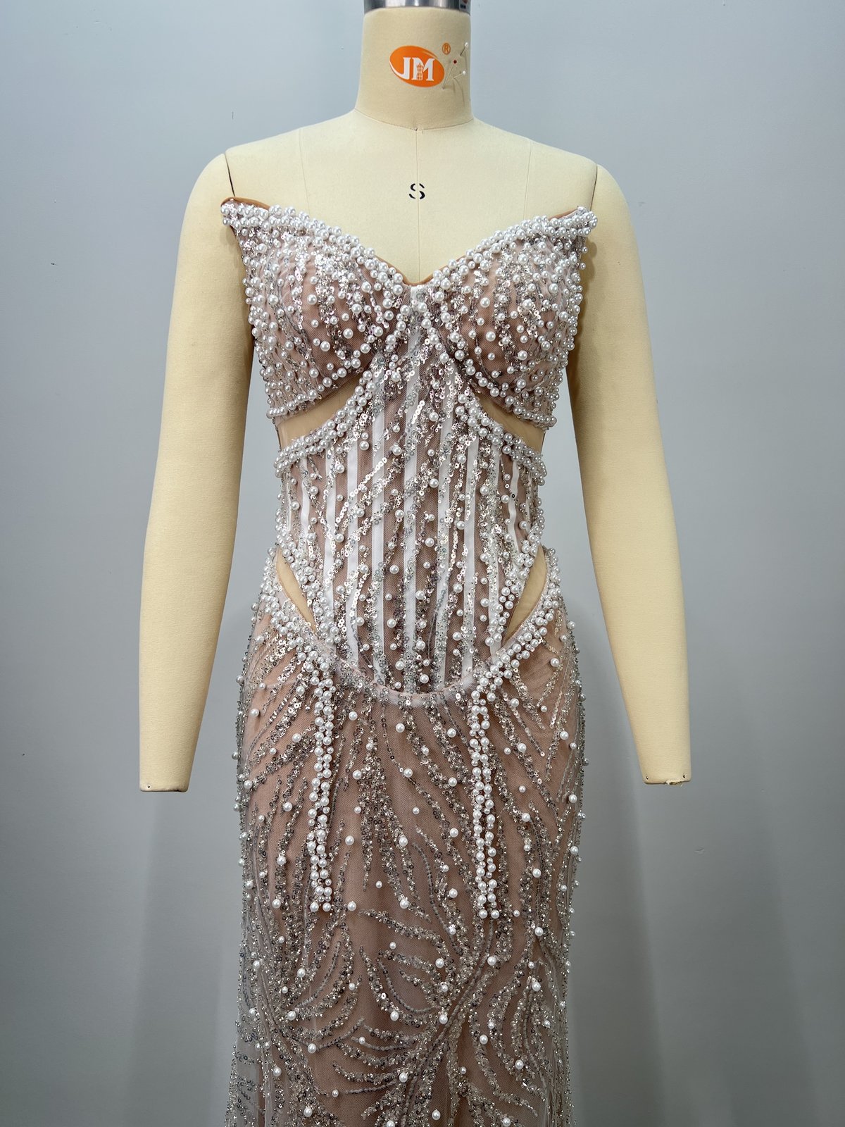 Beaded Cutout Evening Gown