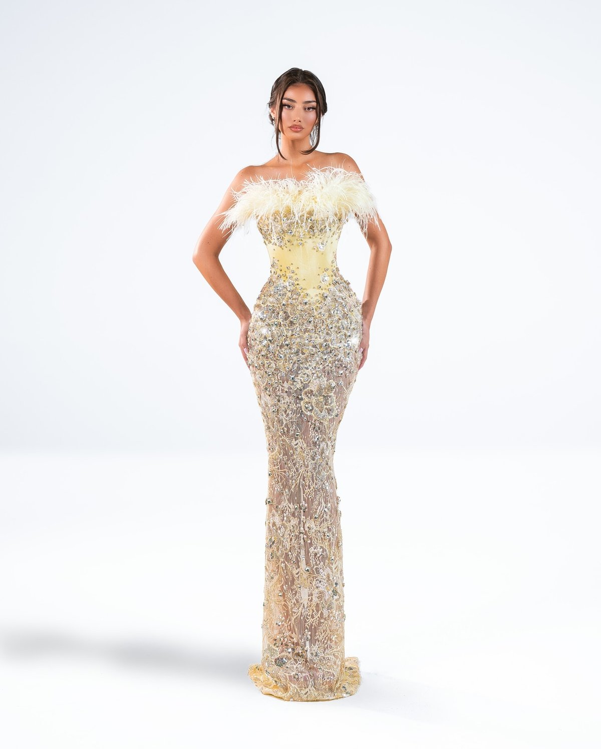 Beaded Cutout Evening Gown
