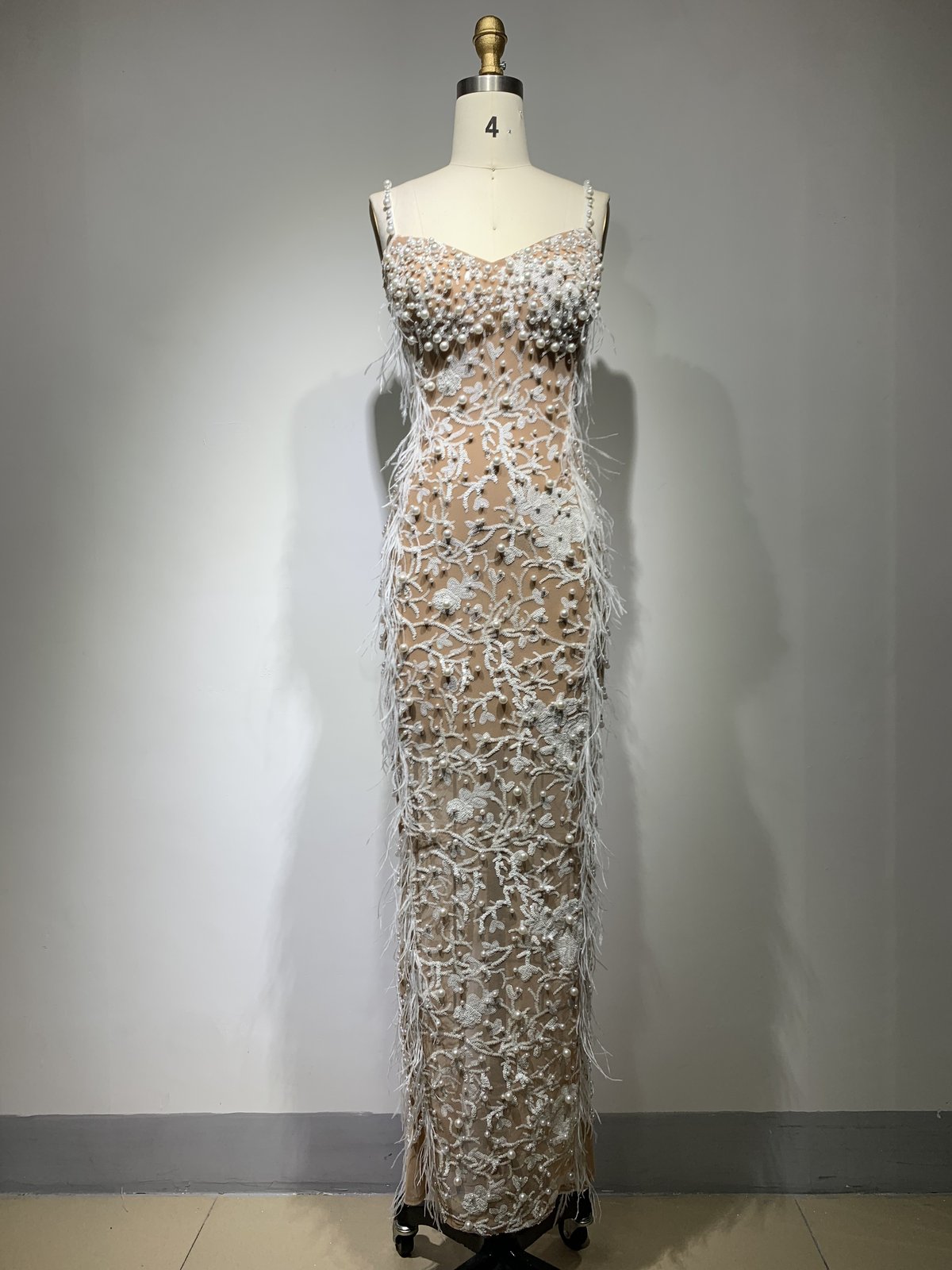 Beaded Cutout Evening Gown