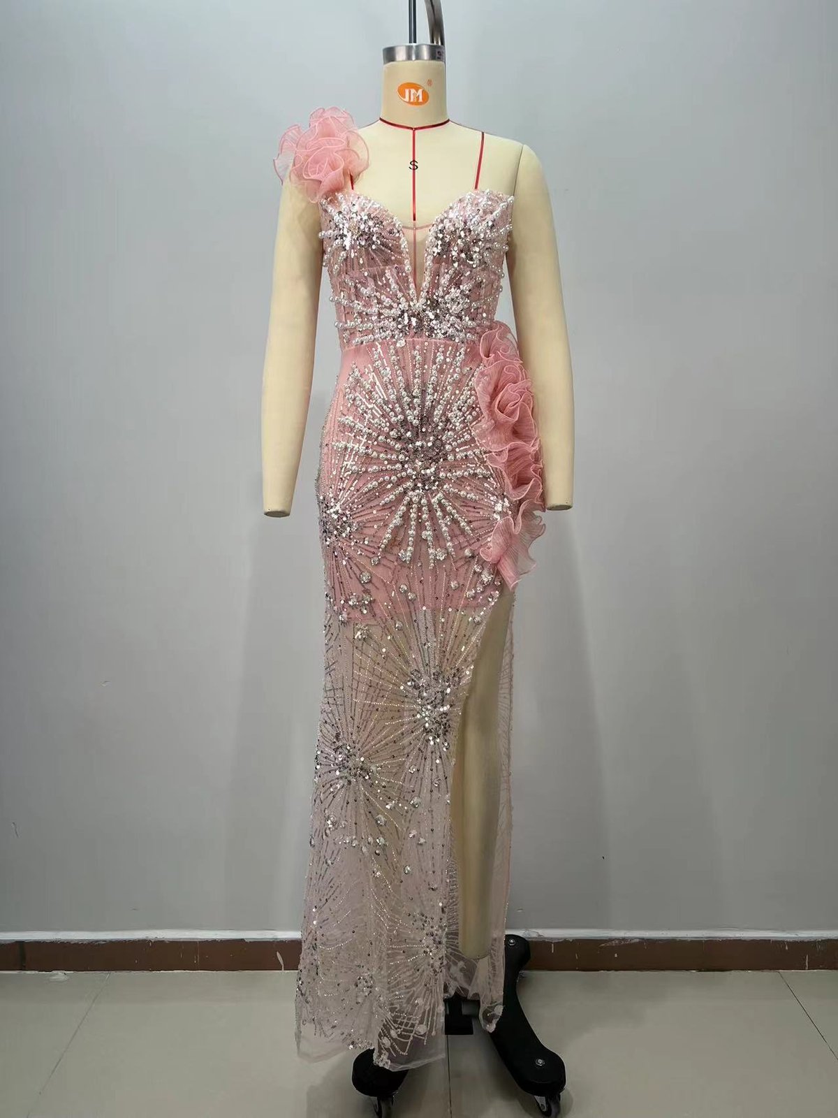 Beaded Cutout Evening Gown